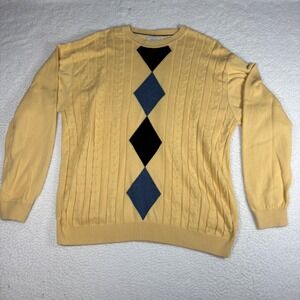 Alex Cannon Men's XL Yellow Diamond Pattern Long Sleeve Sweater